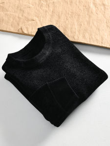 Áo Len Cổ Tròn Dệt Kim Lót Lông Cừu Thời Trang Nam Cao Cấp Ấm Áp Mùa Thu Đông Phong Cách Công Sở Màu Trơn Dài Tay Thường Ngày