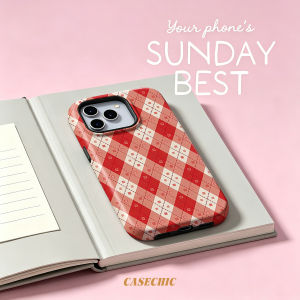 Potdemiel | Red and White Stripes For Case For iPhone 17 16 15 Pro Max TPU & Anti-Scratch Outer Shell Raised Screen Edge Stylish Design
