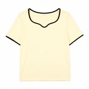 Colorblock Structured Shoulder Plus Size T-Shirt Slimming Concealing Stomach Summer New