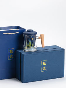 Chinese Ceramics Tea Brewing Filter Cup Set Geometric Pattern Porcelain Glass Tea Strainer Cup Gift Box Fresh Style Universal Use