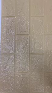 HT Wallpaper Sticker Foam Bata 3D Cream Premium Wall Paper Stiker Dinding