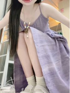 Váy Dài Không Dây Màu Tím Kiểu Pháp Độc Đáo Váy Mùa Hè Cho Nữ Váy Không Tay Váy Chữ a Ôm Vừa Vặn Váy Dự Tiệc Sinh Nhật