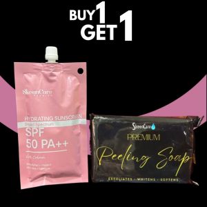 Buy 1 Get 1 Hydrating Sunscreen SPF50 PA++ & Premium Peeling Soap