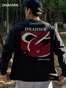 DNAHWK Washed Cotton Fitness T-shirt Long Sleeve Spring Summer New Style Sport Casual American Pure Cotton Gym T-shirt