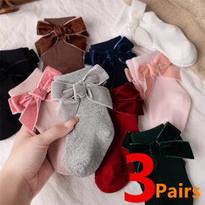 3Pairs/Lot Spring Autumn Kids Girls Socks Newborn Baby Cute Bowknot Socks Toddler Soft Cotton Short Tube Sock For 0-5Years