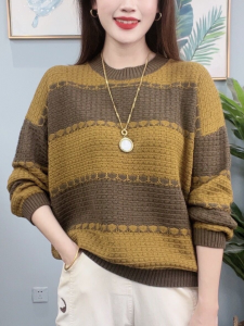 เสื้อสเวตเตอร์คอกลมหลวมๆ สำหรับผู้หญิง ทรงหลวมๆ สำหรับฤดูหนาว สไตล์ลำลอง แขนยาว ปกติ ฤดูใบไม้ร่วง/ฤดูหนาว