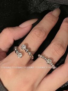 Elegant Silver Bubble Diamond Ring Finger Ring Unique Stylish Fashion Jewelry for Women Alloy Embedded Artificial Gemstone