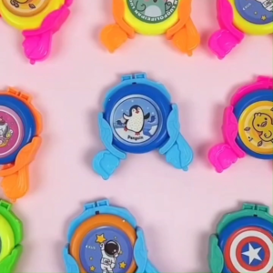 Ejectable Spinning Mini Frisbee with Cartoon Patterns Soft Material Drop-resistant Durable Stable Flight
