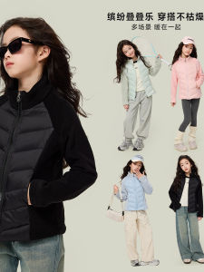 Lightweight down Jacket for Girls Spring Autumn Warmth Inner Lining Duck down Cozy Outfit Princess Style Long Sleeve Zipper