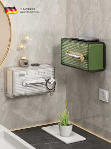 Wall-Mounted Tissue Box Bathroom Face Towel Storage Box Household Kitchen Toilet Paper Box No-Punching Long Rectangle Plastic
