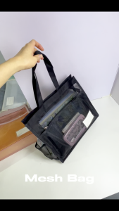 Mesh Storage Bag Book Document File Bag Folder Organizer Transparent Tote Bag Clear Net Handbag