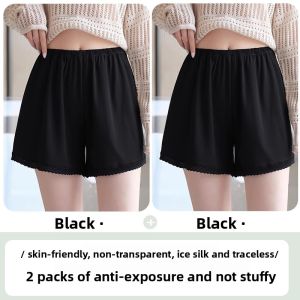 miiow | Lace Trim Safety Pants Womens Summer Loose Slimming Home Sleepwear Bottoming Shorts Breathable Comfortable Underwear