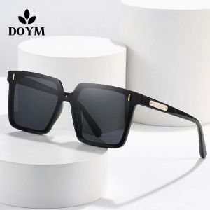 DOYM (with Glasses Bag) Square Large Frame Fashion Sunglasses for Women GM2023 New Trend UV400 Sun Protection Driving Beach Glasses Shades for Female Aesthetic Personality DM102