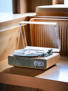 AUNETS Black Vinyl Record Player Retro Gramophone Bluetooth Speaker Integrated Machine European Style Turntable Holiday Gift