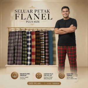 Mens Plus Size Flannel Plaid Seluar Petak Soft Cotton Sleepwear Home Wear 3XL-6XL
