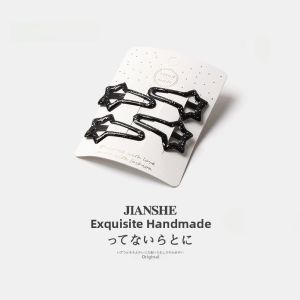 Black Star Oil Drip Hair Clips Womens 2024 New Side Bangs BB Clips Hair Accessories 3-Piece Set Fashionable Hair Decorations