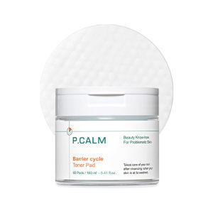 [100% Original] P.CALM Barrier Cycle Toner Pad – 60 Pads with Centella Asiatica & Papaya Extract for Soothing Moisturizing & Exfoliating Korean Vegan Facial Toners Pads for Sensitive Skin