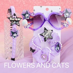 Princess Style Hairband for Girls Snowflake Black Purple Spring Summer Five Pointed Star Headwear Childrens Accessory Gift