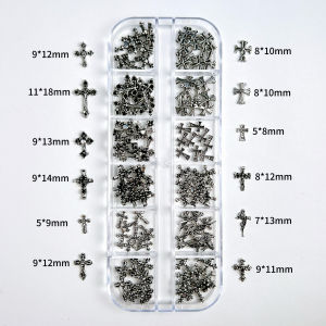 1Box Light Luxury Metal Alloy Cross Nail Art Charms Exquisite Minimalist Shinny Cross Punk Wind Nail Decorations DIY Cool Nails