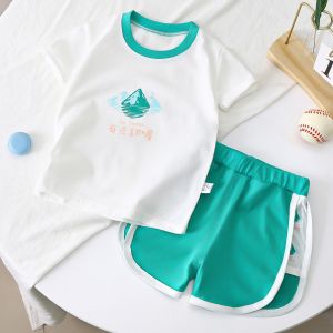Baby Boy Sportswear Short Sleeve Set Thin Cotton Summer Outfit for Newborns Korean Style 2pc Pure Cotton Clothing Set