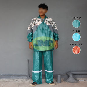 Jas Hujan Setelan Batik Raincoat Jaket Celana Mantel Hujan Indoplast High Quality