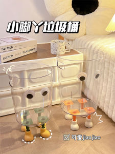 Large Size Transparent Trash Can High Capacity Living Room Luxury Storage Bucket Home Use round Barrel Shape PET Material