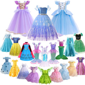 Elsa Anna Kid Princess Girls Dress Rapunzal  Kids Cosplay Halloween Vestidos Children Costume Birthday Party Dress