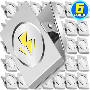 Dozoey 1/6ชิ้นคลิปแม่เหล็กตู้เย็นเงินคลิปปิดผนึกโลหะสติกเกอร์แม่เหล็กไวท์บอร์ดเครื่องมือยึดสำนักงานบ้าน