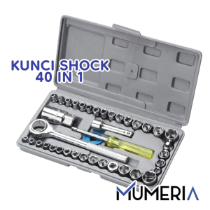 Set Kunci Shock 40 in 1 Lengkap Komplit Obeng Pas Sok Sock Shok Socket Ring Tool Kit Alat Bengkel Service Servis Mobil Motor
