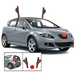 Christmas Car Decoration Christmas Deer Antlers with Red Nose for Car Decor Xmas Gift Car Party Decoration Festive Decor