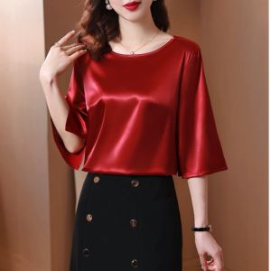 Áo lụa mặc trong vest cổ tròn tay lở thanh lịch - Vannhshop AO0049