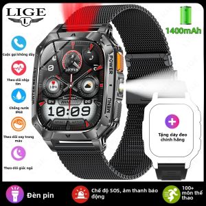 LIGE | Đồng Hồ Thông Minh Nam Mới 2026 Chống Nước IP68 Cấp Độ Quân Sự Tích Hợp Đèn Pin 100+ Chế Độ Thể Thao Hỗ Trợ Gọi BT Tương Thích Android Và iOS