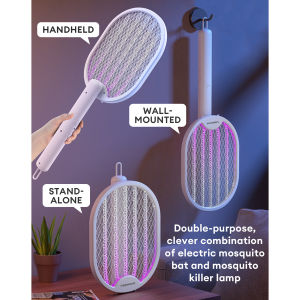 vermax Portable Mosquito Killer Swatter 2In1 3000V MultiFunctional Mosquito Killer Racket Rechargeable