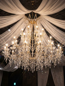 No Brand | Wedding and Hotel Lobby Crystal Iron Hanging Lamp