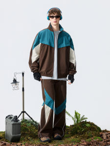 WUKONGYOUHUO | Color-blocked American-style Casual Outfits Two-piece Set