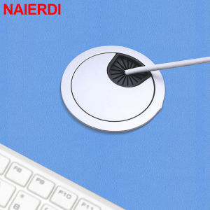 NAIERDI 50/53/60/80mm Cable Hole Cover Zinc Alloy Round Table Wire Hole Covers Outlet Port Computer Desk Grommet Line Holder