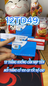 Sim Vinaphone 5G Miễn Phí Trọn Gói 12 Tháng Không Phải Nạp Tiền - 12TD49 Có 100GB 1Tháng Data Tốc Độ Cao  - SODA Có 2GB/ngày + Free Xem Video - BẢO HÀNH 1 ĐỔI 1 .FREESHIP - CHƯA KÍCH HOẠT.