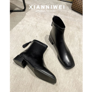 XIANNIWEI | British Style Womens Chelsea Boots Chunky Heel Ankle Boot