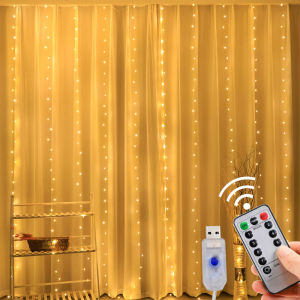 LED Curtain Lights Warm Fairy String Lights Festival USB Lighting Rainbow Window Lamp Home Bedroom Wedding Christmas Decoration