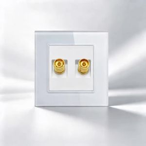 4 Pin Audio Socket Wallpad Luxury Crystal Glass Panel 110V-250V 2 Pin Audio Video Sound Socket