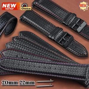 New Woven Pattern Watch Band 22mm 20mm for Samsung Galaxy for Huawei Smartwatch Leather Quick Release Strap Women Men Bracelet