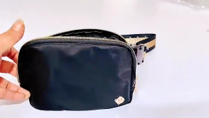 Lulu Black and Gold Lettering Waist Bag Outdoor Sports Waist Bag