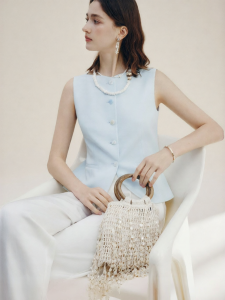 FAMANXUAN | Stylish Versatile French Style Sleeveless Waist-Cinching Top