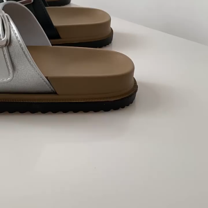 Womens Double Buckle Slide Sandals Thick Sole Comfortable Casual Beach Slippers