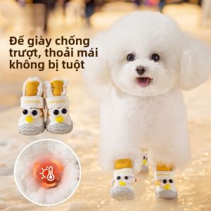 MONLEYTA | Giày lót cotton mùa đông cho chó nhỏ đế mềm không thể rơi Bộ đồ bảo hộ chân thú cưng cho chihuahua Teddy Bichon