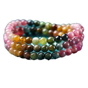 Natural Tourmaline Bracelet Womens Three Circle Multi Circle Candy Color Birthday Gift Single Circle Hand Chain Jewelry