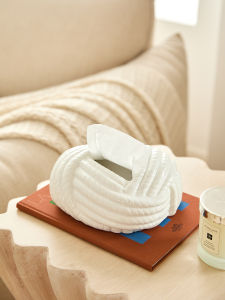 French Ceramic Tissue Box Living Room High End Creative Knot Design Creamy Style Pull out Box Home Decor Tea Table Ornaments