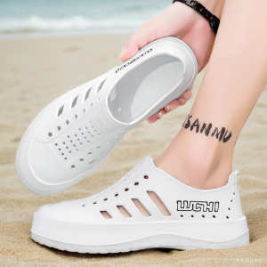 รองเท้าแตะชายหาดสำหรับตกปลา รองเท้าแตะแบบมีรูสำหรับผู้ชาย ฤดูร้อน กลางแจ้ง กันลื่น ระบายอากาศได้ดี น้ำหนักเบา รองเท้าสำหรับเดินเล่นชายหาด