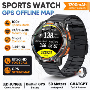 GUHUAVMI | 1200mah Long Battery Life Smart Watch Gps Positioning Offline Map Compass 107+sports Mode Exercise Record Health Monitoring 2026