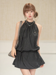 loveheynew | Bộ Đầm Dây Sọc Không Tay và Quần Short Bloomer